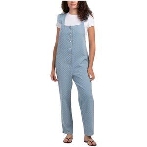 POLAGRAM Textured Denim Ruffle Sleeve Overalls